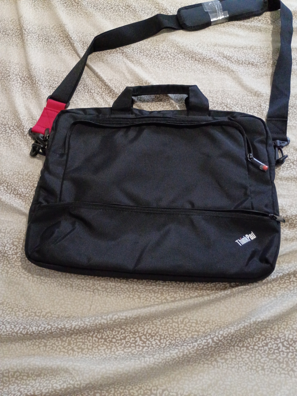 Think! Black Laptop Briefcase with Red Accent